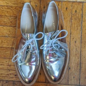 Loeffler Randall Size 7.5 Silver Tassel Oxfords